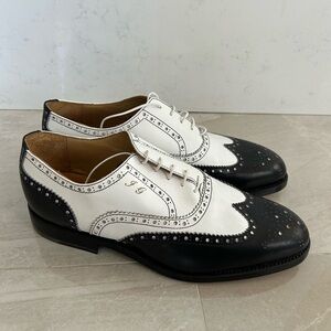 Black and White Wingtip Oxford Shoes